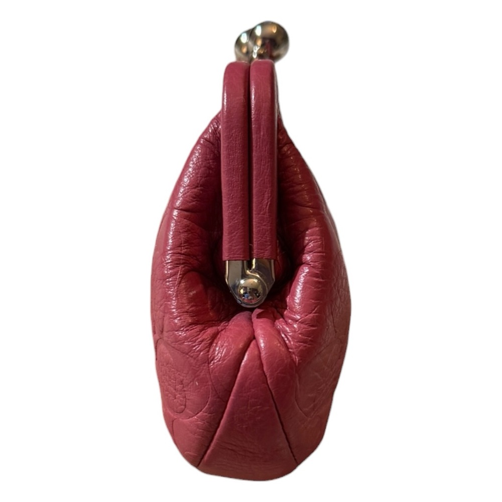 Coach Embossed Leather Kiss-Lock Coin Purse in Sunset Red, NWT - Picture 7 of 11